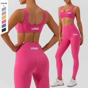 OEM <b>Print</b> Quick Dry High Waist Elastic Waist Sleeveless Spandex/Nylon 4-Piece Yoga Sets Sports Bra <b>Legging</b> Women Full Scoop Neck - Product Image 6