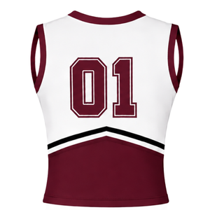 Haut d'uniforme de cheerleading marron sans manches, col en V, tenue de sport athlétique pour compétition de danse en équipe - Product Image 2