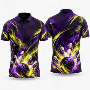 เสื้อโปโลโบว์ลิ่งแบบกำหนดเองสำหรับชุดกีฬาทีม เสื้อถักเนื้อผ้าทึบแบบซิปครึ่งตัว โพลีเอสเตอร์พิมพ์ลาย แห้งเร็วสำหรับใส่เล่นกีฬา - Product Image 4