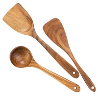 Produit pour la cuisine à domicile Outils antiadhésifs Set d'ustensiles Set de couverts élégants en bois réutilisables pour la cuisine