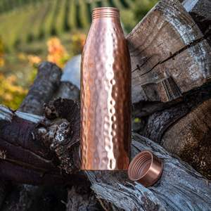 Bouteille d'eau en cuivre, design facetté, finition unie, bouteille ayurvédique, réutilisable, anti-fuite, bouteille de voyage, cadeau - Product Image 5
