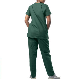 2026 Custom OEM Fashion Wear Multi Pockets Women New Arrival Zipper V Neck Design Plain Nursing Women's <b>Scrub</b> Suits Needle - Product Image 5