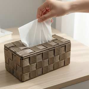 Caja de pañuelos rectangular de calidad premium con tapa desmontable y forro interior, organizador multiusos para el hogar, la oficina y la cocina de BD. - Product Image 4