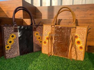 กระเป๋าโท้ทหนังขนวัวแท้มาใหม่กระเป๋าหนังมีสไตล์สำหรับผู้หญิงกระเป๋าเครื่องมือแกะสลักมือสำหรับใช้งานได้หลากหลาย - Product Image 5