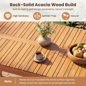 Table de jardin en bois d'acacia avec plateau à lattes pour l'extérieur - Product Image 6