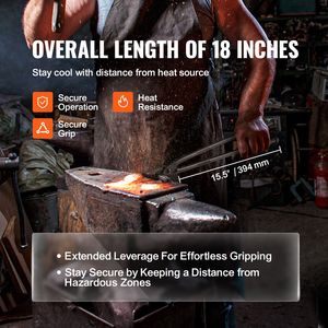 Pinces de forge en acier au carbone de 18 pieds avec rivets en acier A3 pour la forge et les sabots, formes courbées, multi-outils - Product Image 3