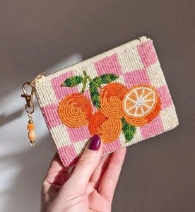 Pochette pour enseignant en perles, faite à la main, brodée, mini pochette couleur café - Product Image 1
