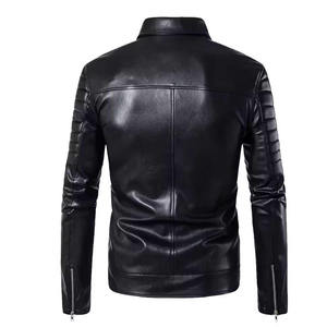 <b>Men's</b> Black Genuine <b>Leather</b> Biker <b>Jacket</b> Motorcycle Slim Fit Zip Up Moto <b>Jacket</b> Classic Fashion Outerwear - Product Image 5