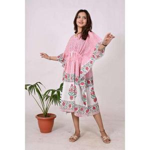 Vestido Kaftán Tie-Dye Emerald Breeze ODM, Maxi de Otoño, 100% Algodón, Silueta Holgada Informal - Product Image 3