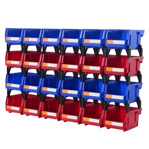 Set di 24 Contenitori Impilabili per Organizzazione, Blu/Rosso, 12,7 cm x 10,2 cm x 7,6 cm, in Plastica Resistente - Product Image 5