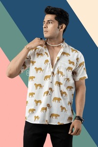 Camisa de algodón para hombre, estampada a mano, de manga corta, suave, de diseñador, para fiesta, de manga larga. - Product Image 5