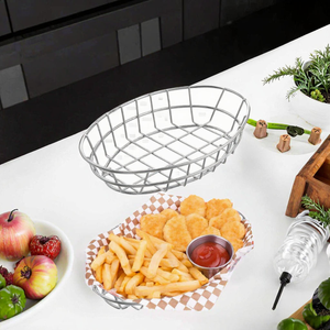 Nueva Cesta de Almacenamiento de Alambre Metálico Ovalada Cromada, Contenedores para Servir en Restaurantes de Comida Rápida, para Sándwiches, Pan, Frutas, Hot Dogs, Color Plateado - Product Image 4