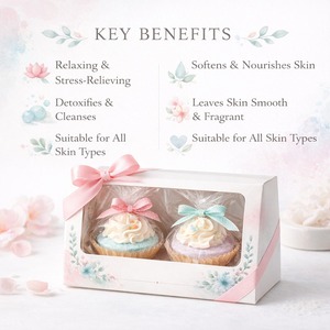 Bombas de baño con forma de cupcake, certificadas por GMP, personalizables, orgánicas, de lujo, con rosas secas, ingredientes 100% naturales, relajantes, en formato a granel. - Product Image 3