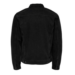Veste en jean noire pour homme AMDAA ENTERPRISES, col rabattu, boutons en corne, poches sur le devant, vêtement d'extérieur décontracté pour l'automne, en coton tissé uni - Product Image 4
