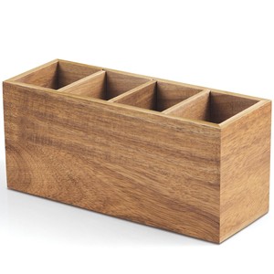 Aqdus Saleem AS-CV03 Acacia Wood Chevron Traditional Wood Handicraft <b>Desktop</b> <b>Pen</b> <b>Holder</b> Organizer Wholesale India - Product Image 3