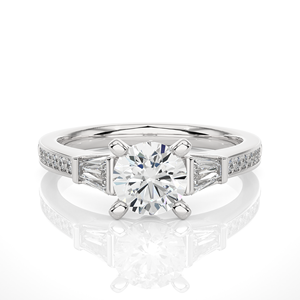 Anillo de Diamantes Creados en Laboratorio de 1.69CT al por Mayor para Mujer, Oro de 18K, 17 Piedras Redondas y Corte Esmeralda, Certificado VS1 - Product Image 3