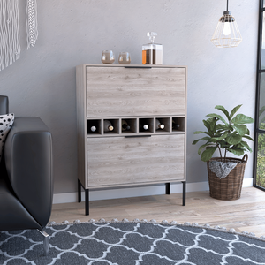 DEPOT E SHOP Mobile Bar a Due Ante Grigio Chiaro, Soluzione di Stoccaggio Flessibile, Funzionale ed Elegante - Product Image 1