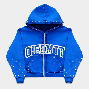 เสื้อฮู้ดดี้ผู้หญิง SHY SPORTS รุ่น Custom Winter แบบฟอกสี 450 กรัม ผ้าฝ้าย 100% ทรงครอปโอเวอร์ไซส์ ผ้าฟลีซ ประดับคริสตัล ซิปหน้า - Product Image 4