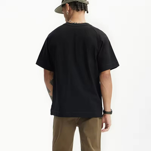 เสื้อยืดสตรีทแวร์แบบเรียบ 250 กรัม ผ้าฝ้าย เสื้อยืดแขนสั้นทรงบ็อกซี่ ตัดสั้นสำหรับผู้ชาย ผ่าข้าง ซักแล้ว - Product Image 4