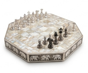 Juego de Ajedrez de Metal con Acabado Brillante, Diseño Tradicional, Escultura Decorativa, Regalo, Juego Hecho a Mano para Mesa - Product Image 5