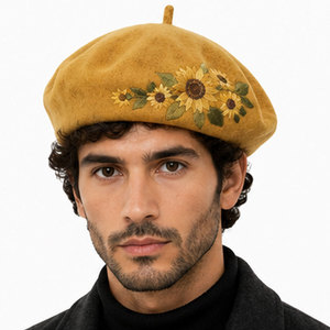 Premium Merino Wool Felt <b>Beret</b> Hat with Lightweight Design Unisex Adjustable Refined Embroidery for Winter Outdoor Use - Product Image 3