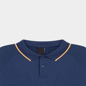 เสื้อโปโลแขนสั้นสีทึบสำหรับผู้ชาย ผ้าถักลำลองระบายอากาศได้ดี สีน้ำเงินกรมท่า - Product Image 3