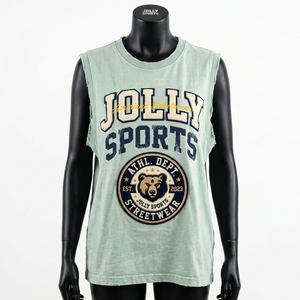 Camiseta sin mangas para mujer, algodón jersey premium, verde claro, tacto suave, impresión de logotipo personalizado, camisetas de algodón sin mangas para mujer - Product Image 6