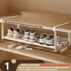 Scarpiera regolabile in ferro espandibile e salvaspazio impilabile per riporre il cestino inferiore per il bagno dell'armadio di casa - Product Image 1