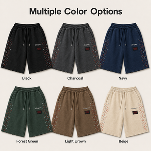 Shorts pour hommes en coton 100% tricoté éponge, respirants, écologiques, avec cordon de serrage central, couleur unie, style urbain, fabricant OEM ODM - Product Image 2