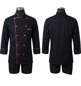 Uniforme de Chef Azul Marino de 240 GSM, Algodón y Poliéster, Doble Botonadura, Bordado Personalizado, Ropa de Restaurante - Product Image 2