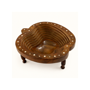 Plateau à fruits pliable artisanal en bois de rose indien |   Panier à fruits secs en bois de luxe |   Bol de service écologique, décoration de table, articles cadeaux - Product Image 1