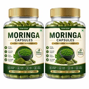 Capsules de feuilles de Moringa de qualité alimentaire, 60 unités, extrait de Moringa 100% naturel et pur, riche en antioxydants et minéraux - Product Image 1
