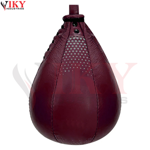 Balón de velocidad de cuero granate con perforaciones, personalizado, en forma de lágrima, para entrenamiento de boxeo y reflejos, proveedor mayorista - Product Image 1