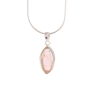 925 Sterling Silver Rose Quartz Bezel Set Pendentif Marquise Forme Rhodium Plaqué Or Sans Nickel Sans Plomb Fine Charms - Product Image 1