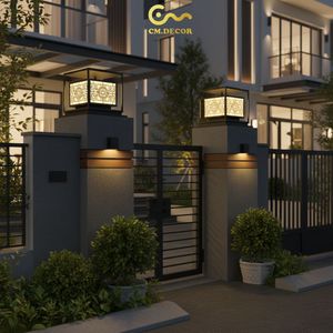 Lámpara de poste para puerta de acero/inoxidable de 1 año de duración, 3500K (blanco cálido), Viet Nam CM Decor, para exteriores/paredes/villas/jardines, CA 220V (± 10%), LED negro - Product Image 3