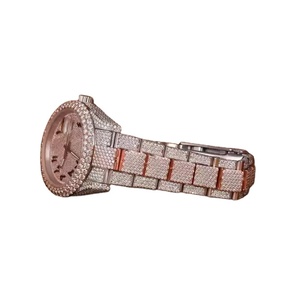 Reloj Moissanite de oro rosa con diamantes, elegante caja de acero inoxidable, movimiento ETA de cuarzo de lujo de alta calidad, esfera de cristal analógico de 20mm - Product Image 3
