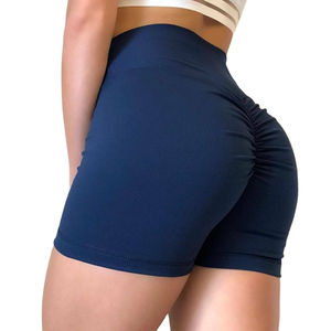 Shorts de yoga OEM en gros, respirants, écologiques, à séchage rapide, taille mi-haute, en toile lavée, avec cordon de serrage, pour femmes, pour la gym - Product Image 1