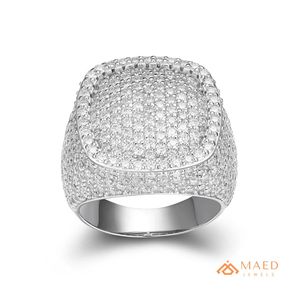 Men's Silver Tone Moissanite <b>Dome</b> Hip Hop Engagement <b>Ring</b> for Anniversary Daily Wear - Product Image 1