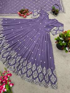 Antra Lifestyle: Baju Salwar Kameez Bordir Georgette Imitasi Mewah Terbaru dengan Dupatta, Gaya Bollywood untuk Pesta, Musim Dingin, Cepat Kering - Product Image 5