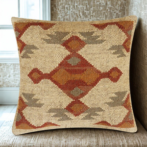 High Quality Wool Jute Handmade Eco-Friendly All-Season Travel Pillow Soft Square Pattern Seat <b>Back</b> <b>Cushion</b> Modern Design Home - Product Image 3