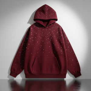Solid Color Vintage Winter 100% Cotton 400 GSM Heavy Weight Distressed Acid Washed Zip Hoodie for Men Rhinestones Men Sweatshirt - Product Image 5