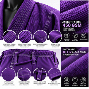 Kimono de Jiu-Jitsu personnalisé BJJ, uniforme d'arts martiaux brésiliens, vente en gros, fabricant, usine, tissage perlé lourd - Product Image 5