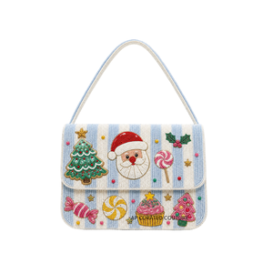 Sac à bandoulière bohème perlé Grinch, motif personnage de Noël, sac à main pour femme à sangle unique, brodé à la main avec fermeture à loquet - Product Image 6