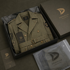 Gabardina Táctica de Mezclilla Lavada Color Oliva para Hombre, Talla Grande, con Bolsillos Utilitarios, Cinturón y Estilo Duster Largo - Product Image 5