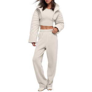 Women's Cropped Quilted Puffer Shrug Oversized Hood Fashion Layering Jacket Lightweight Statement Outerwear OEM private <b>label</b> - Product Image 4