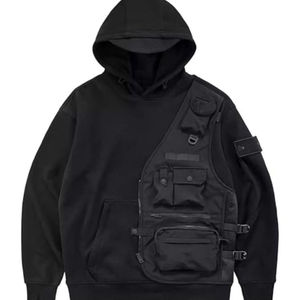 Sudadera con Capucha Urbana Techwear para Hombre, Multibolsillos, Estilo Táctico Cargo, Streetwear Cyberpunk, Darkwear, Sudadera con Capucha Oversize - Product Image 1