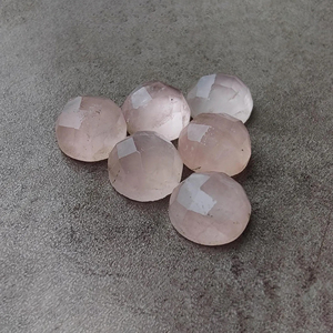 Cuarzo Rosa Natural, Corte Checker, Redondo, Parte Posterior Plana, Calibrado, Piedra Preciosa al por Mayor, Todos los Tamaños Disponibles - Product Image 2