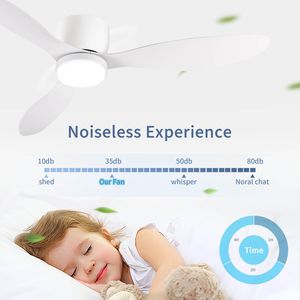 Ventilatore da soffitto LED intelligente da 52 pollici con telecomando, motore DC silenzioso, per interni ed esterni, a basso profilo, bianco - Product Image 4