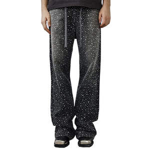 Nuevos Jeans Baggy con Lavado Ácido y Pedrería para Hombre, Personalizables, Pantalones Vaqueros Oversize, Ropa Deportiva Slim Fit, Precio Económico - Product Image 1