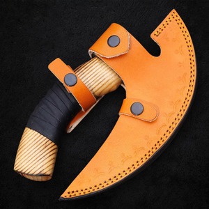 Coupe-pizza en acier au carbone, avec étui en cuir, style Viking, pour hacher, multi-usages, en bois de frêne - Product Image 3